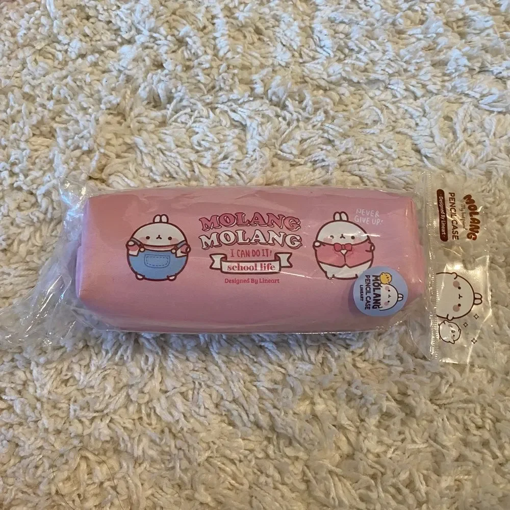 Cute Korean Design Molang Pencil Case/Storage. Pink. OS. Kidcore. Gifts. Fun.